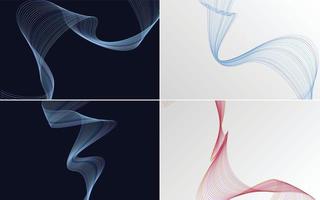 Set of 4 vector backgrounds featuring geometric wave patterns