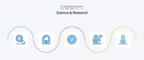 paquete de iconos azul ciencia 5 que incluye . virus. termómetro. ciencia vector