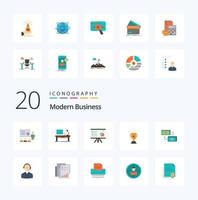 20 Modern Business Flat Color icon Pack like chart analytics business presentation office vector