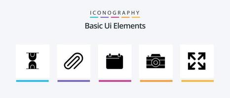 Basic Ui Elements Glyph 5 Icon Pack Including move. arrow. day. photo. image. Creative Icons Design vector