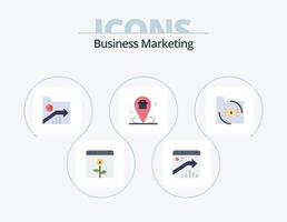 diseño de iconos de paquete de iconos planos de marketing empresarial 5. ubicación. negocio. informe. informe. carpeta vector