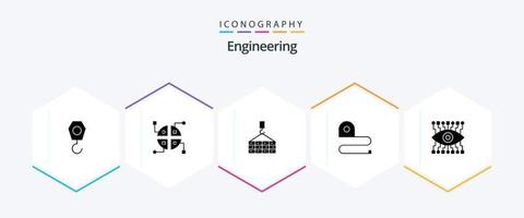 Engineering 25 Glyph icon pack including . watch. construction. eye. scale vector