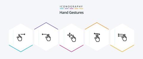 Hand Gestures 25 Line icon pack including lefts. fingers. finger. touch. hand vector