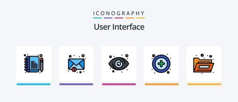 la línea de la interfaz de usuario llenó el paquete de 5 íconos que incluye . cerrar con llave. DIRECCIÓN. interfaz. avion de papel. diseño de iconos creativos vector