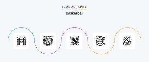 paquete de íconos de la línea 5 de baloncesto que incluye. globo del club deportivo. Deportes. pelota de deportes Temporizador vector