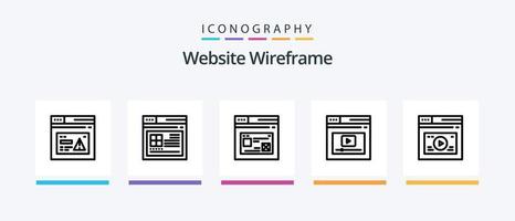 paquete de iconos de la línea 5 de estructura alámbrica del sitio web que incluye el sitio web. página. error. Internet. sitio web. diseño de iconos creativos vector