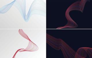 Set of 4 abstract waving line backgrounds for your presentations vector