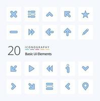 20 Basic Ui Elements Blue Color icon Pack like arrows interface control information vector