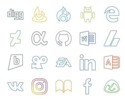 20 Social Media Icon Pack Including microsoft access sports word ea viddler vector