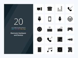 20 Devices Solid Glyph icon for presentation vector