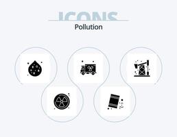 Pollution Glyph Icon Pack 5 Icon Design. . waste. waste. pump jack. truck vector