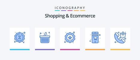 Shopping and Ecommerce Blue 5 Icon Pack Including sale. market. label. bag. shopping. Creative Icons Design vector