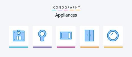 Appliances Blue 5 Icon Pack Including appliances. home appliances. appliances. home. home ware. Creative Icons Design vector