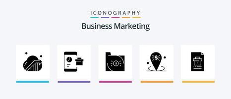 paquete de iconos de glifo 5 de marketing empresarial que incluye la ubicación. bancario. SEO economía. negocio. diseño de iconos creativos vector