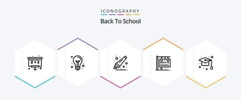 Back To School 25 Line icon pack including graduation. cap. back to school. school. education vector