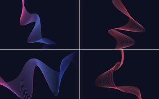 Set of 4 geometric wave pattern backgrounds for your projects vector