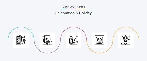Celebration and Holiday Line 5 Icon Pack Including event. letter. celebration. invitation. card