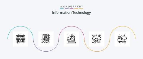 Information Technology Line 5 Icon Pack Including . link. telecommunication. connection. user vector