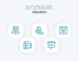 paquete de iconos azul de educación 5 diseño de iconos. escuela. educación. estudiar. estudiar. aprendiendo vector