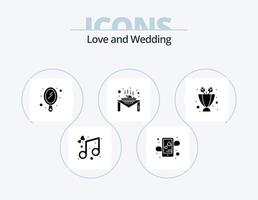 paquete de iconos de glifo de boda 5 diseño de iconos. presente. ramo. constituir. alimento. muebles vector