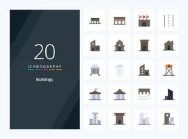 Icono de color plano de 20 edificios para presentación vector