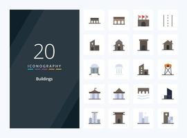 20 Buildings Flat Color icon for presentation vector