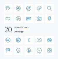 20 paquete de iconos de color azul de whatsapp como actualización de interfaz de usuario de la aplicación de teléfono vector