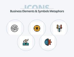 elementos comerciales y símbolos metáforas línea llena de iconos paquete 5 diseño de iconos. documento. estrategia. papel. partes. logro vector