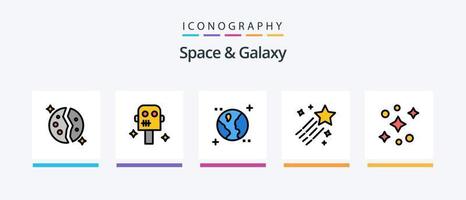 Space And Galaxy Line Filled 5 Icon Pack Including . orbit. astronomy. galaxy. space. Creative Icons Design vector