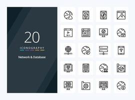 20 Network And Database Outline icon for presentation vector
