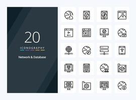 20 icono de esquema de red y base de datos para presentación vector
