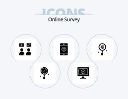 Online Survey Glyph Icon Pack 5 Icon Design. business. mobile . tick vector