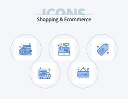 compras y comercio electrónico paquete de iconos azules 5 diseño de iconos. venta. etiqueta. dólar. compras. pago vector