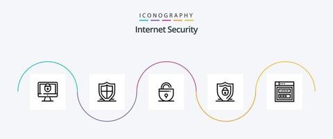 paquete de iconos de línea de seguridad de Internet 5 que incluye Internet. cerrar con llave. blindaje. blindaje. Internet vector