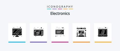 paquete de iconos de glifo 5 de electrónica que incluye . computadora portátil. electrónico. computadora. sistema. diseño de iconos creativos vector