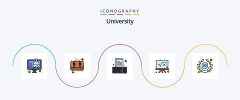 University Line Filled Flat 5 Icon Pack Including school. formula. assignment. education. math vector
