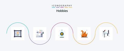 Hobbies Flat 5 Icon Pack Including hobbies. activities. vase. paper. hobbies vector