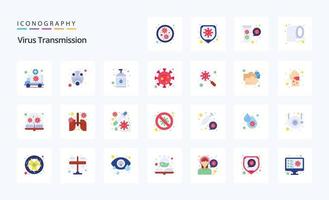 25 Virus Transmission Flat color icon pack vector