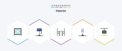 Interior 25 Flat icon pack including . lamp. furniture. chandelier. lamp vector
