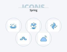 paquete de iconos azul primavera 5 diseño de iconos. primavera. naturaleza. clima. floral. primavera vector