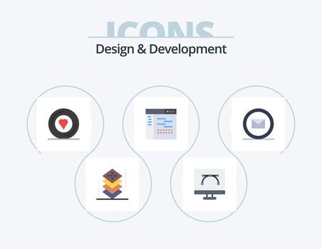 diseño y desarrollo paquete de iconos planos 5 diseño de iconos. página. diseño. diseño gráfico. código. impresora vector