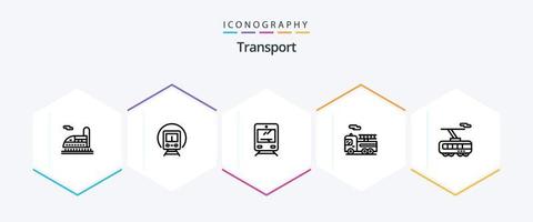 Transport 25 Line icon pack including transport. smart. transport. clever. quad vector