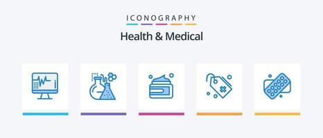 paquete de iconos azul 5 de salud y medicina que incluye médico. firmar. belleza. agregar. médico. diseño de iconos creativos vector