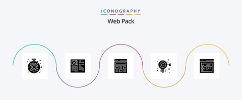 Web Pack Glyph 5 Icon Pack Including graphics. web. layout. aim. bulb vector