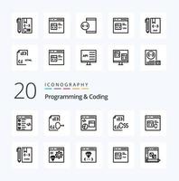 20 Programming And Coding Line icon Pack like develop coding development programming develop vector