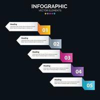 Diagrama de infografía de 5 opciones Informe anual Diseño web Concepto de negocio Pasos o procesos vector