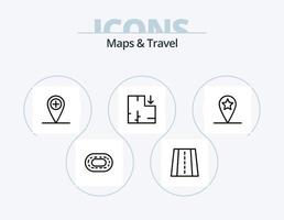 Mapas y diseño de iconos del paquete de iconos de línea de viaje 5. . . marcador de mapa puntero. dirección vector