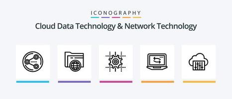 paquete de iconos de línea 5 de tecnología de datos en la nube y tecnología de red que incluye energía. flecha. nube. informática. carpeta. diseño de iconos creativos vector