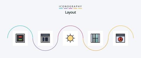 Layout Line Filled Flat 5 Icon Pack Including draw. create. web. tool. layout vector