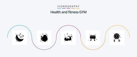 Gym Glyph 5 Icon Pack Including . fitness. exercise. exercise. checklist vector